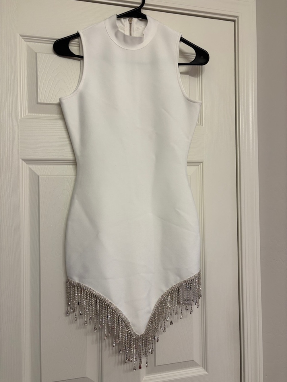 SHEIN Unity Rhinestone Fringe Hem Mock Neck Mini Dress NWT Small